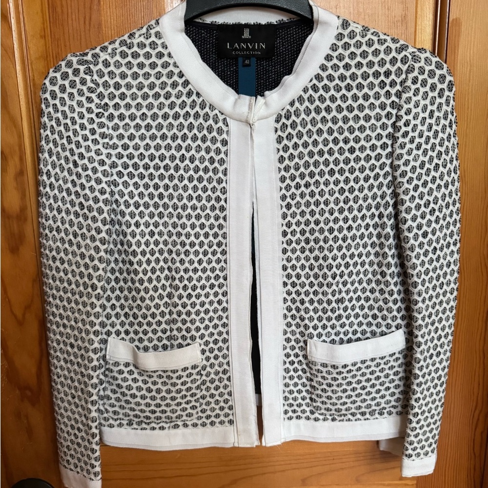 Lanvin Monochrome Geometric Knit Jacket